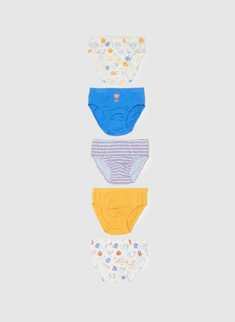 او في اس OVS Children'S Pure Cotton Multicolour Regular Fit Multipack Briefs